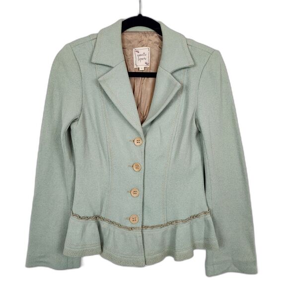 Nanette Lepore Jackets & Blazers - Nanette Lepore Vintage Ruffle Pale Green Blazer Size S